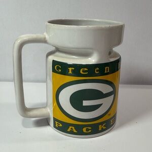 Vintage Green Bay Packers Ceramic Travel Mug w/ Lid NFL Football Cup